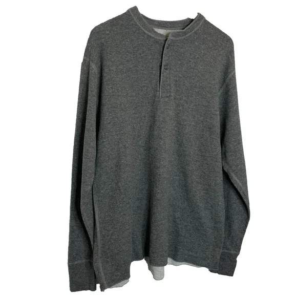 Men's Large L.L.Bean Gray Wool Blend River Driver's Shirt Traditional Henley - Picture 2 of 4